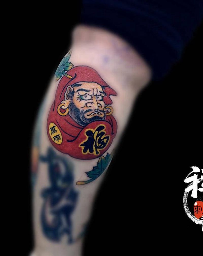 达摩蛋纹身图片_腿部纹身图案