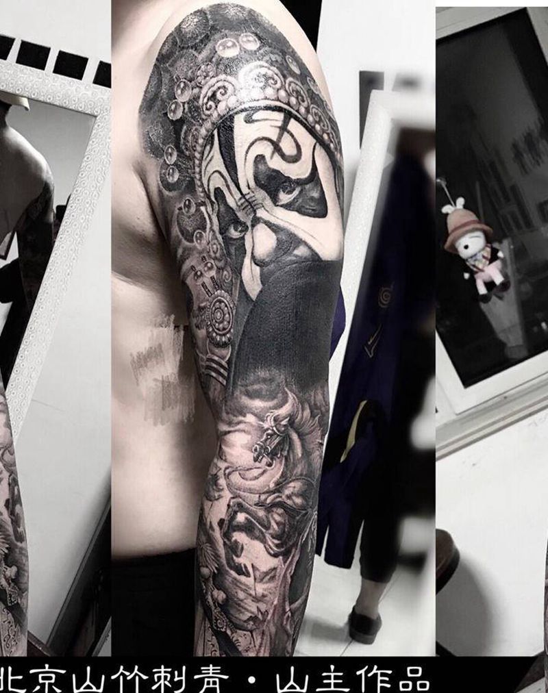 霸王别姬纹身图片_手臂欧美写实纹身图案