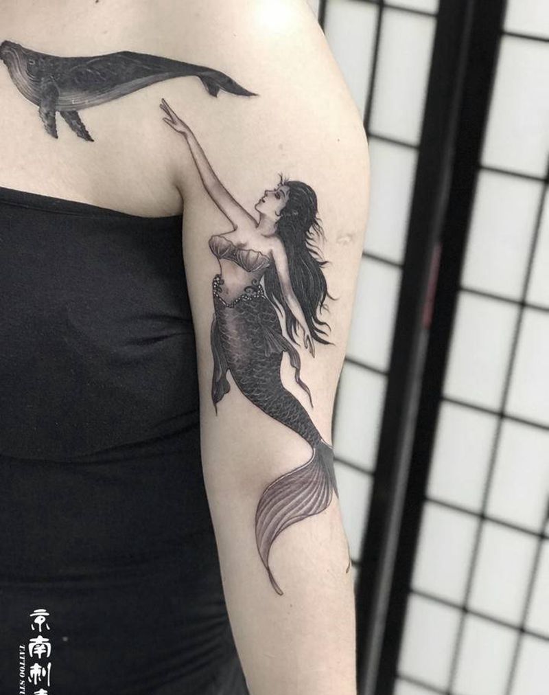 美人鱼遮盖作品纹身图片_手臂纹身图案