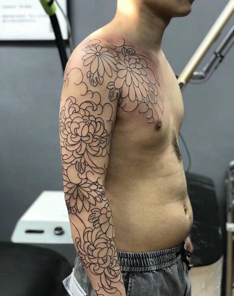 老传统花臂纹身图片_手臂纹身图案