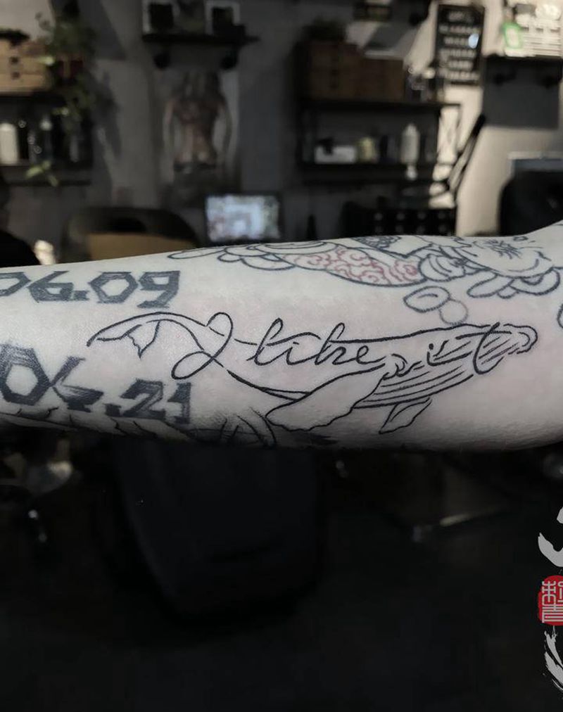 字母花体字纹身图片_手臂花体字几何纹身图案