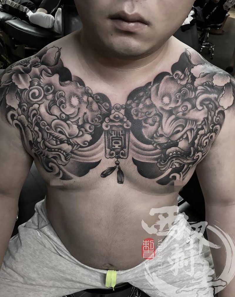 日式半甲全甲纹身图片_胸部手臂新传统老传统纹身图案