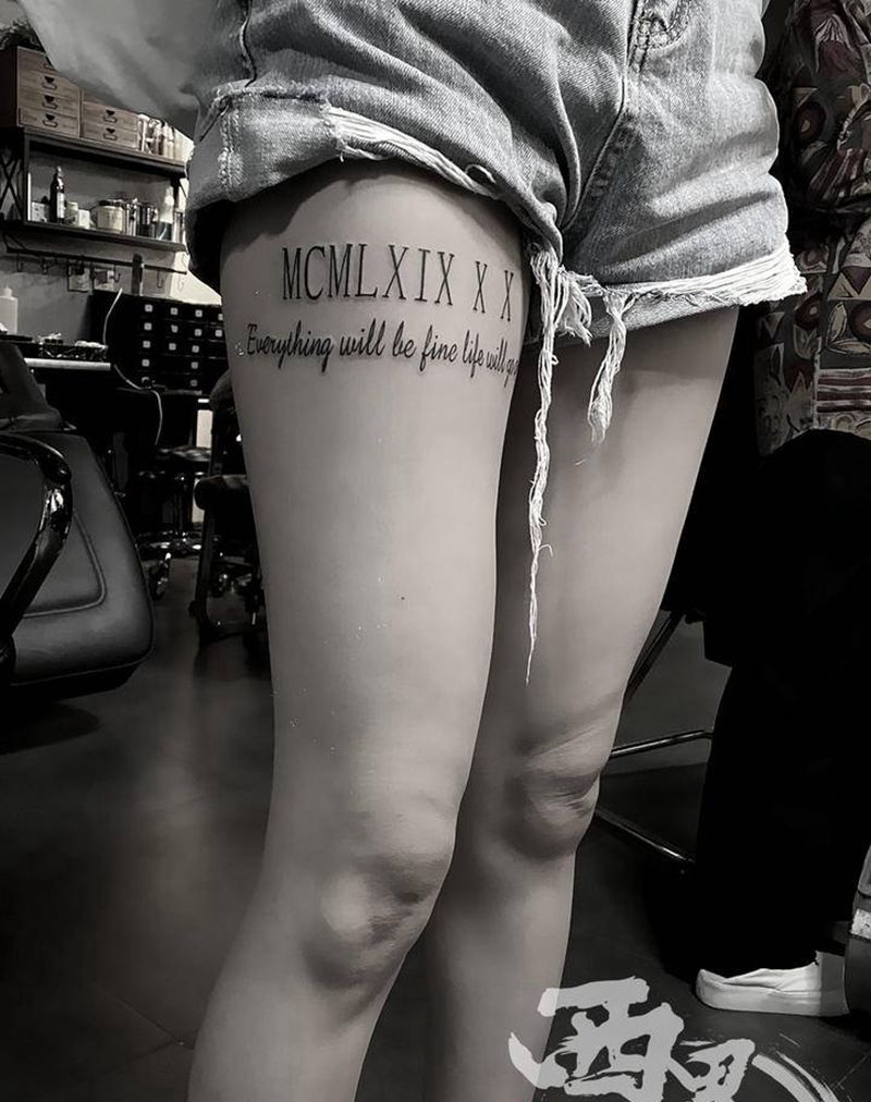 字母花体字纹身图片_腿部花体字图腾纹身图案
