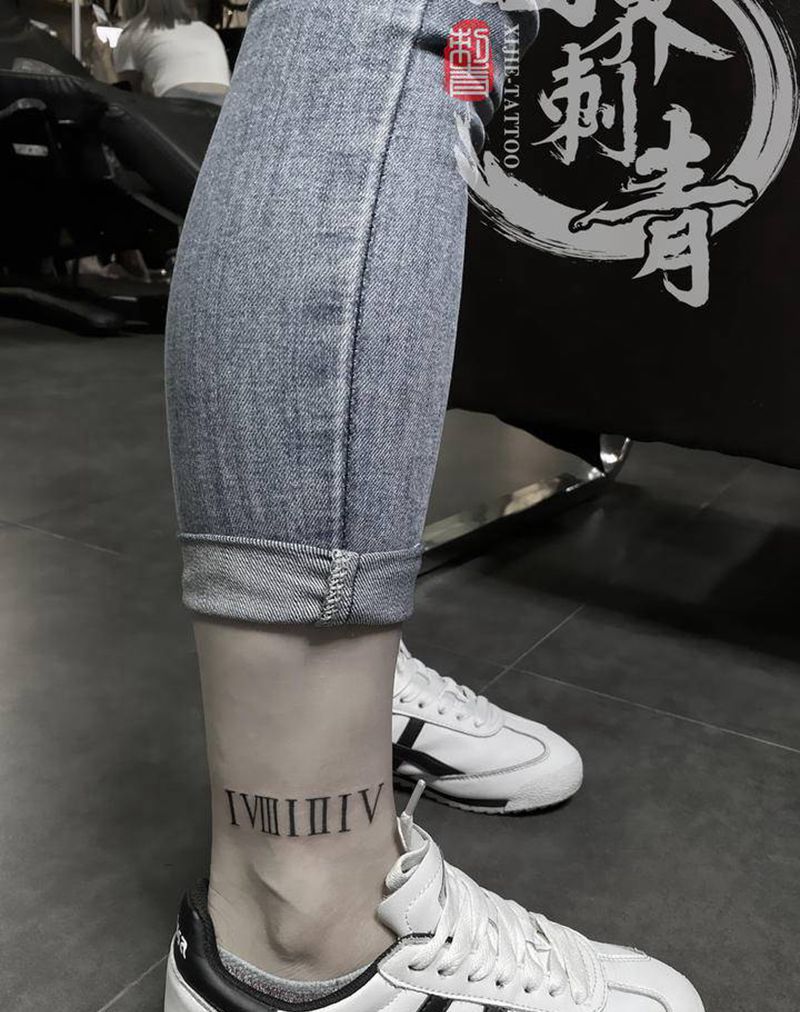 小腿字母花体字纹身图片_腿部花体字图腾纹身图案