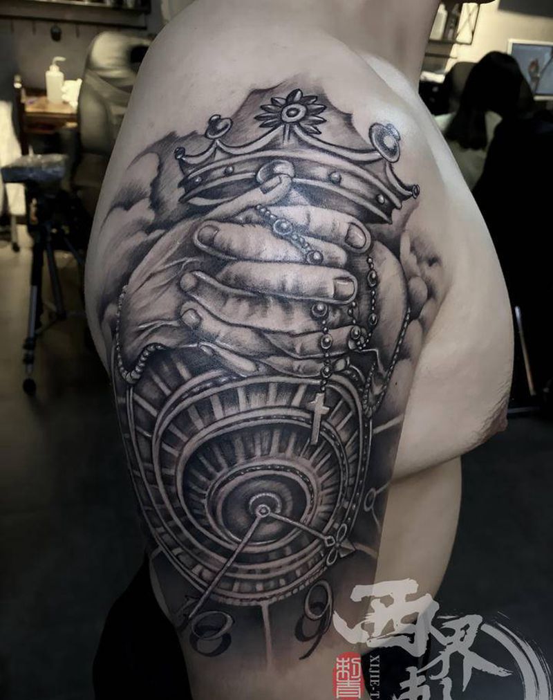 大臂欧美写实纹身图片_手臂欧美写实纹身图案