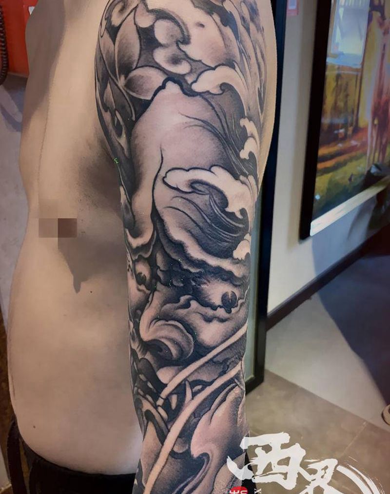 般若花臂纹身图片_手臂手部新传统老传统纹身图案