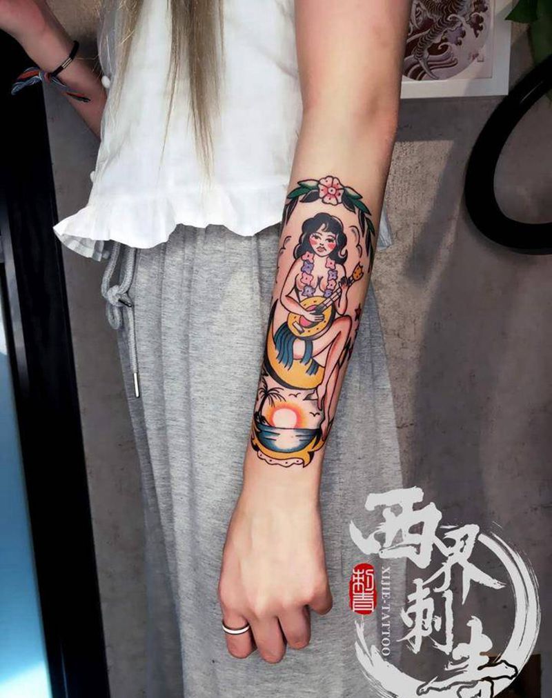 school纹身图片_手臂Old SchoolNew School纹身图案