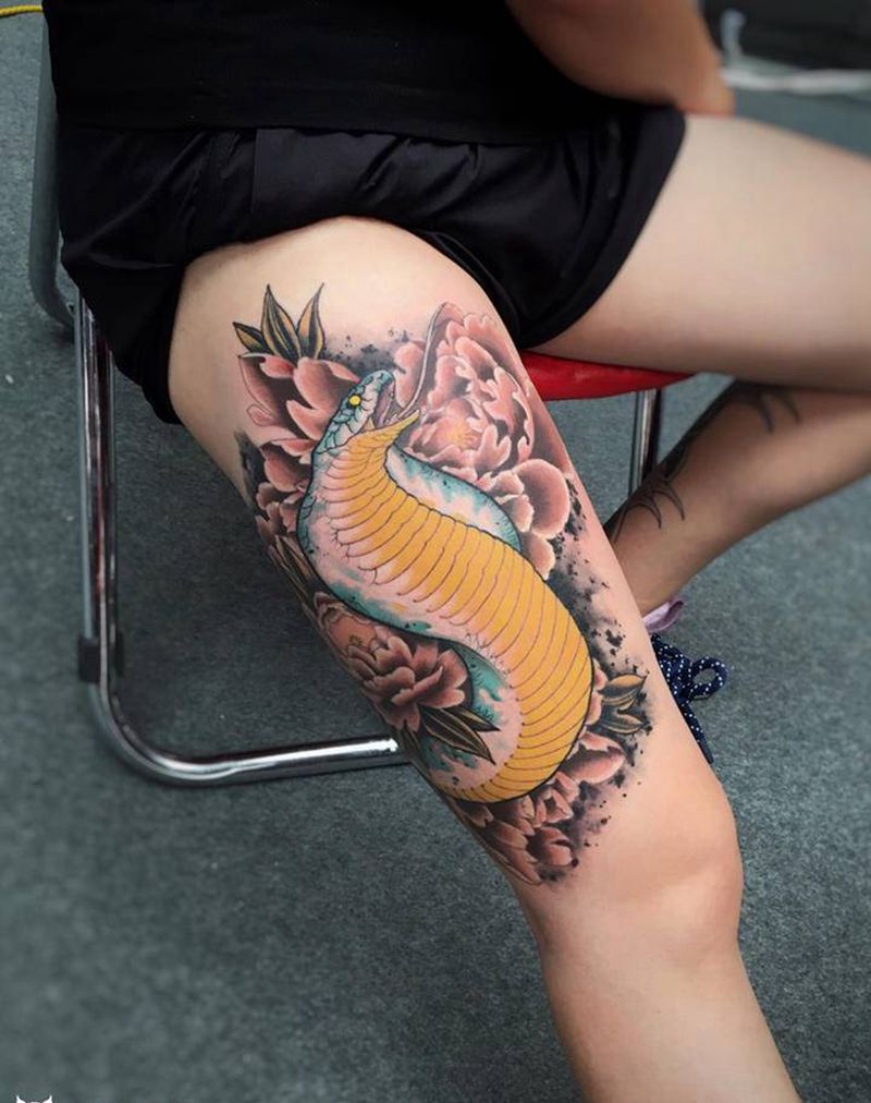 New  school纹身图片_腿部New School纹身图案