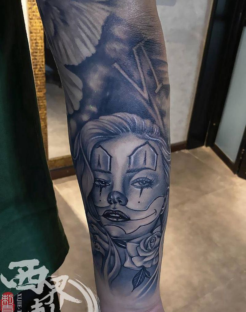 欧美写实奇卡诺纹身图片_手臂欧美写实纹身图案