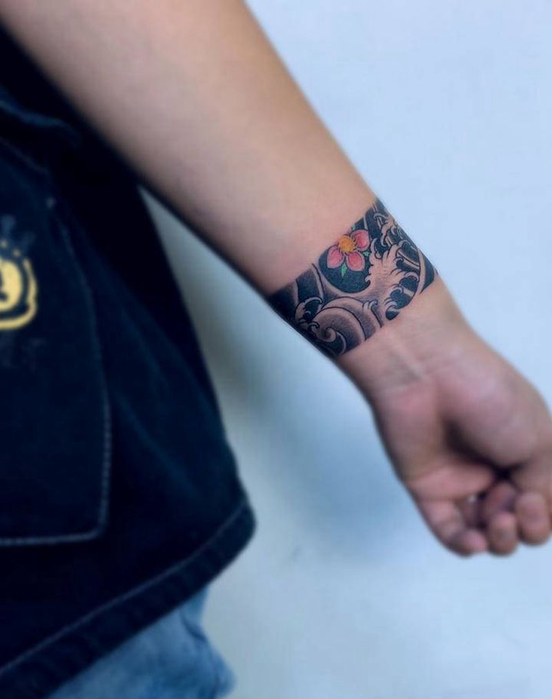 手环纹身图片_手臂老传统纹身图案