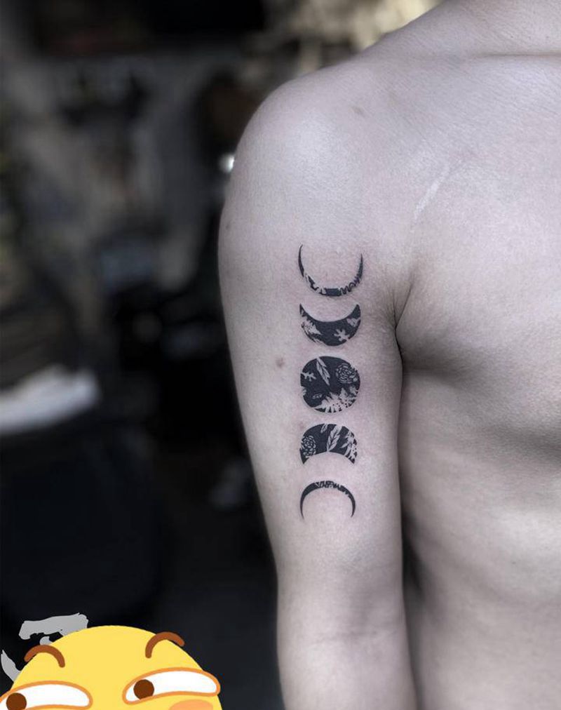 小清新月亮纹身图片_手臂图腾点刺纹身图案