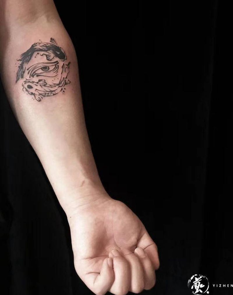 佛眼摸鱼纹身图片_手臂新传统纹身图案