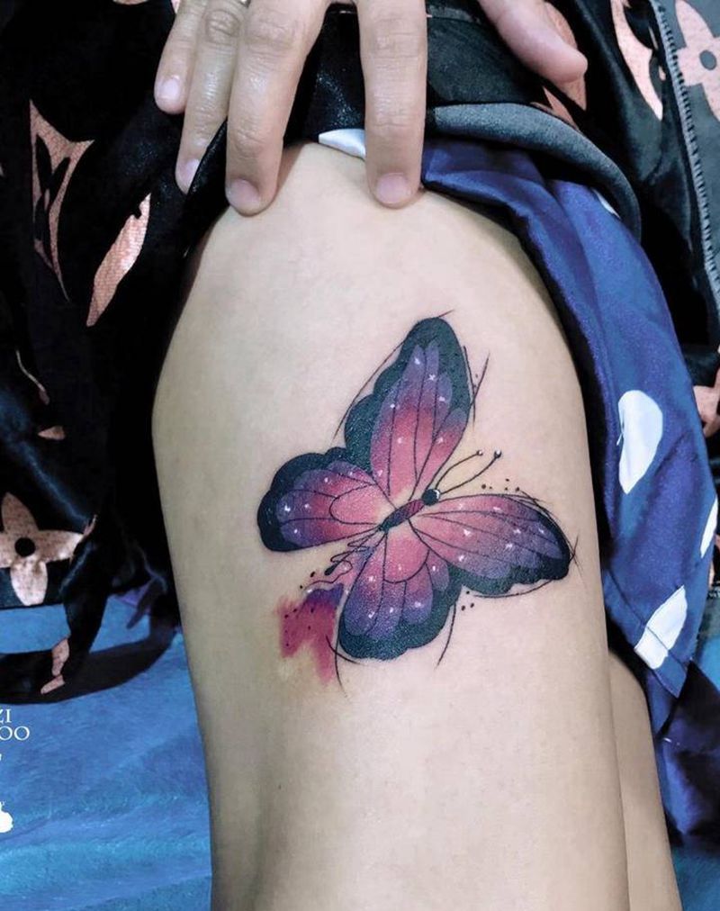 蝴蝶纹身图片_水彩纹身图案