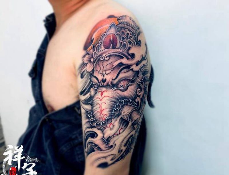 象神纹身图片_老传统纹身图案