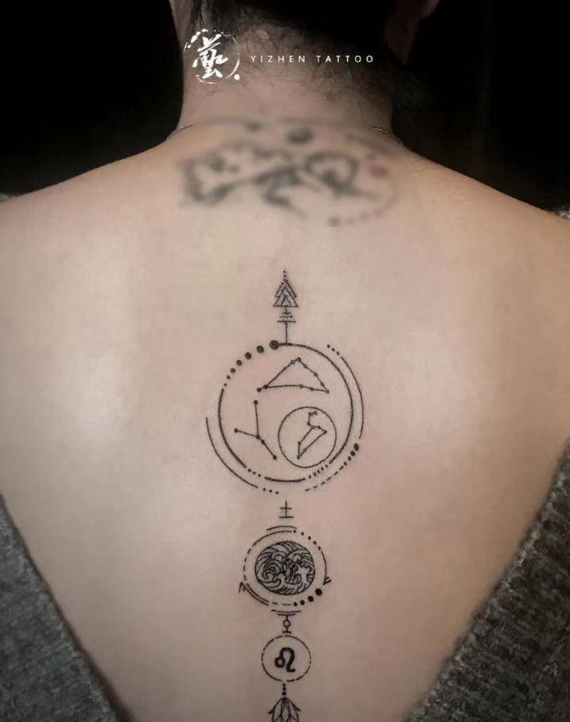 同一个风格放一起吧纹身图片_背部点刺纹身图案