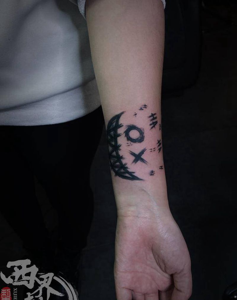 万圣节小丑笑脸纹身图片_手臂手部图腾点刺纹身图案