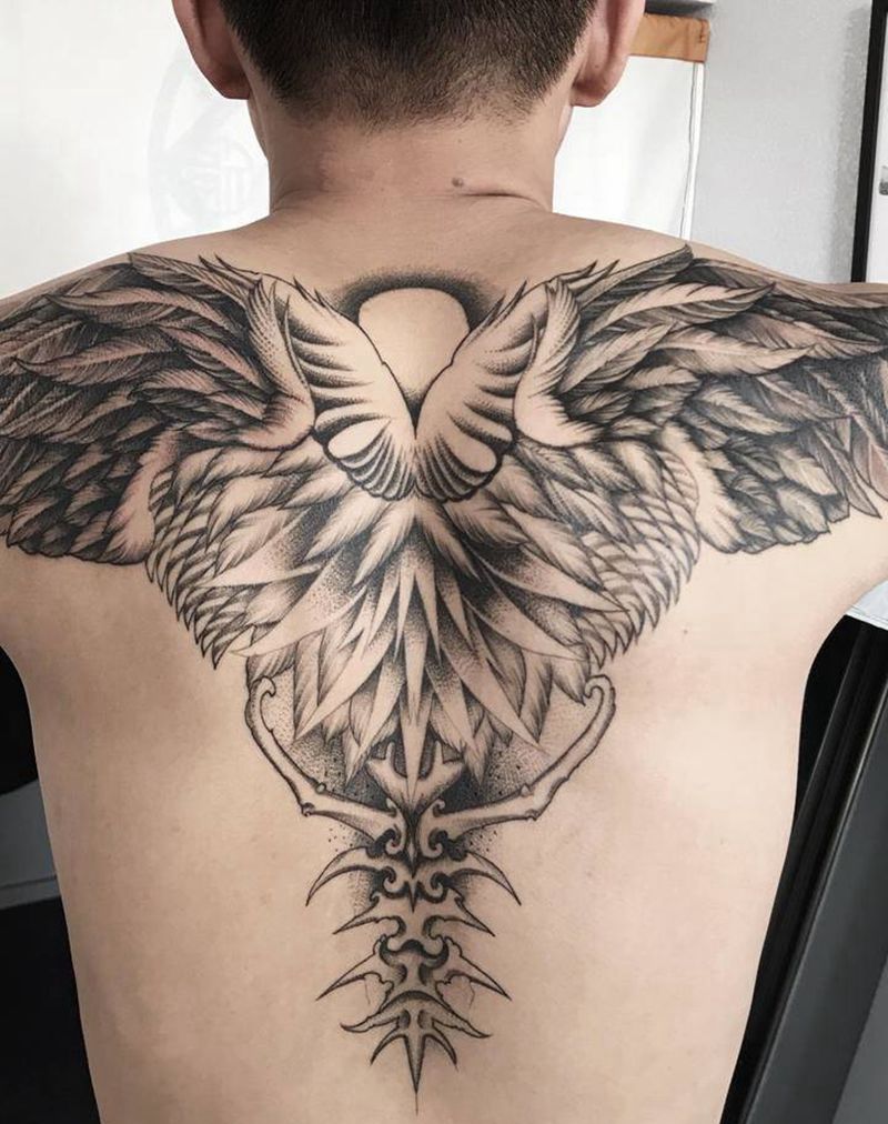 作品纹身图片_背部欧美写实纹身图案