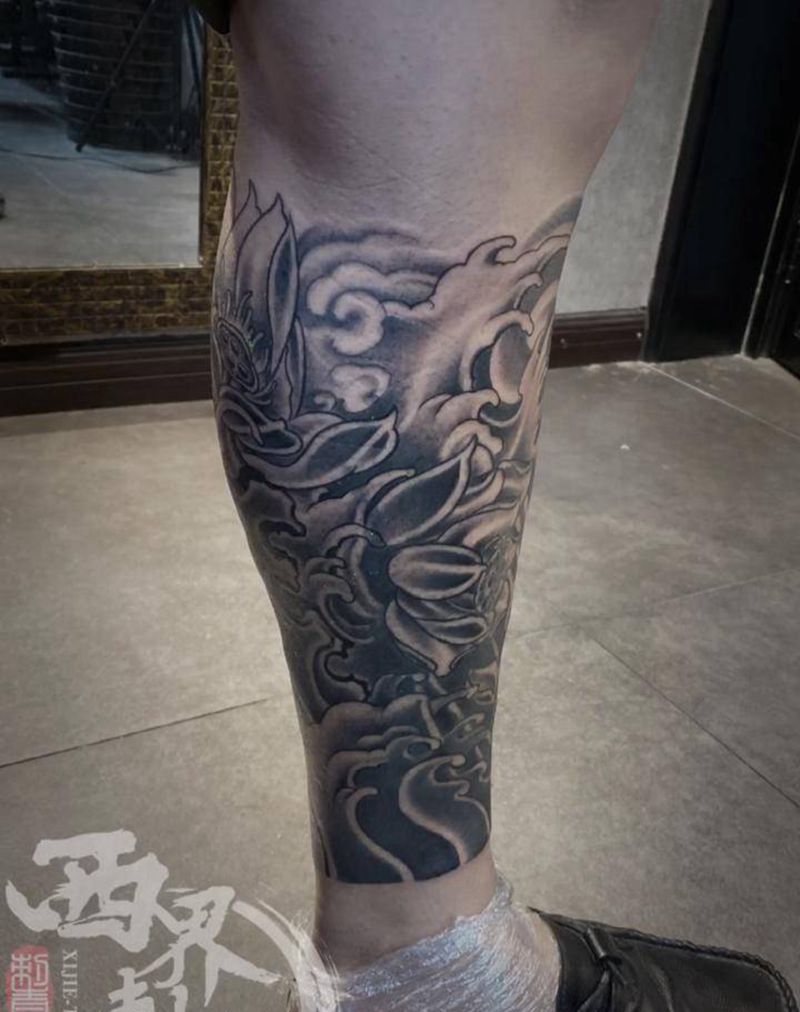 传统包小腿纹身图片_腿部新传统老传统纹身图案