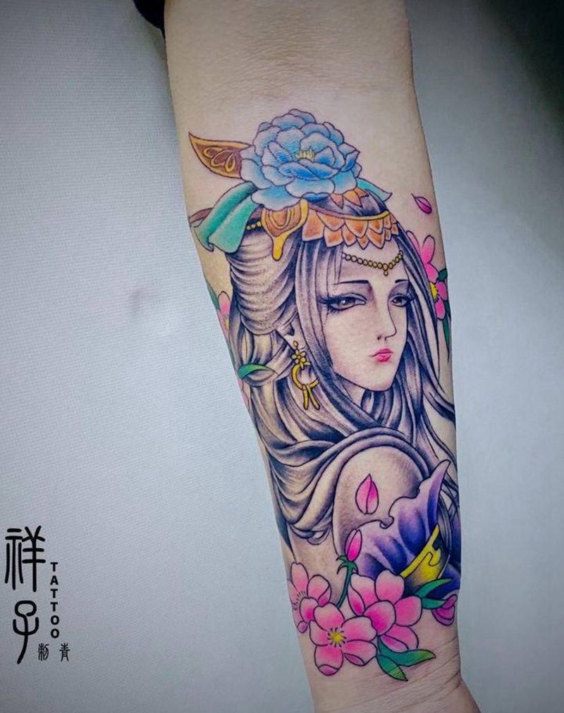 艺妓纹身图片_手臂新传统纹身图案