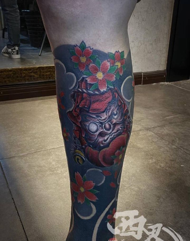 日式包小腿纹身图片_脚部腿部老传统新传统纹身图案