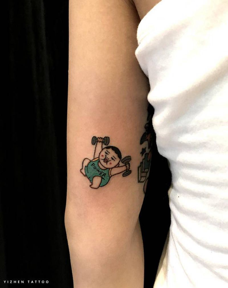 小胖纹身图片_手臂New School纹身图案