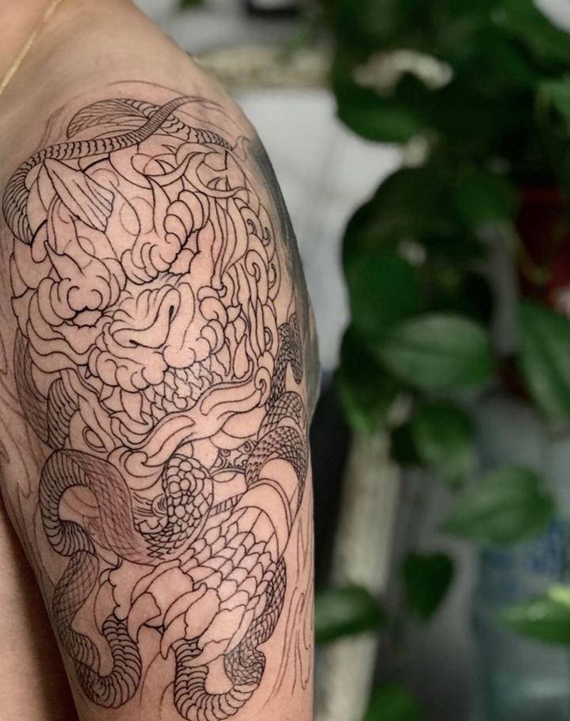 线条纹身图片_手臂新传统纹身图案