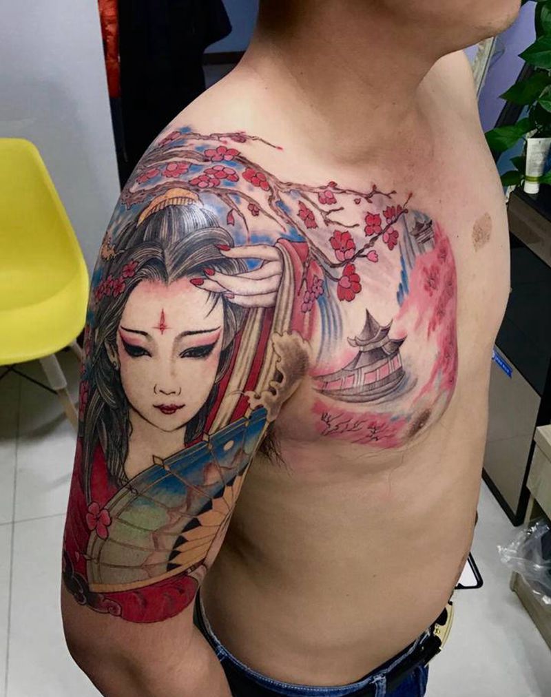 半甲纹身图片_手臂新传统纹身图案