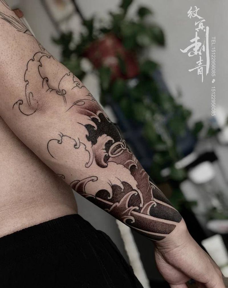 花臂纹身图片_手臂新传统纹身图案