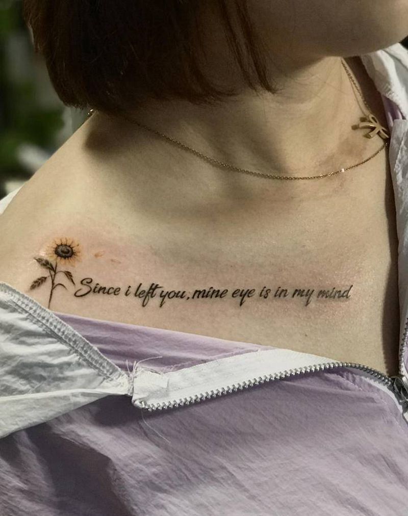 向日葵字母纹身图片_肩部花体字纹身图案