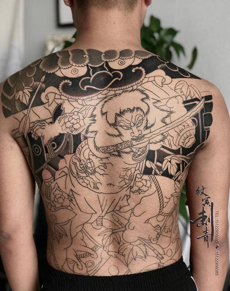 未完待续纹身图片_背部老传统纹身图案