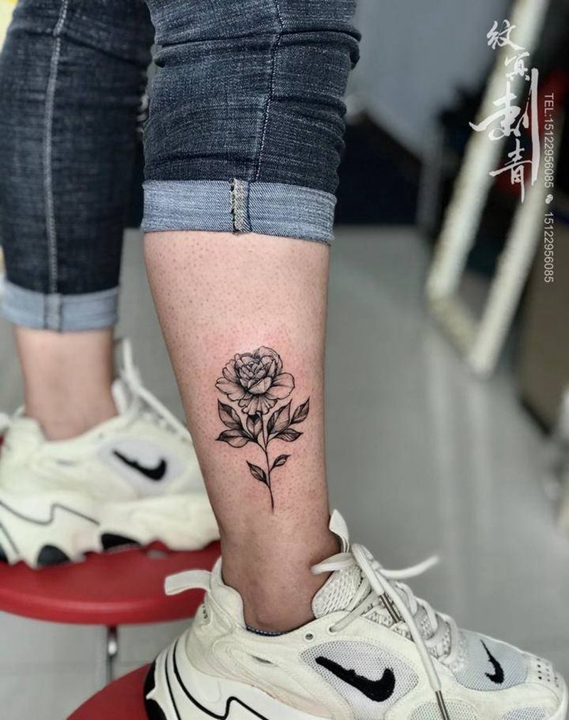 小腿花纹身图片_腿部几何纹身图案