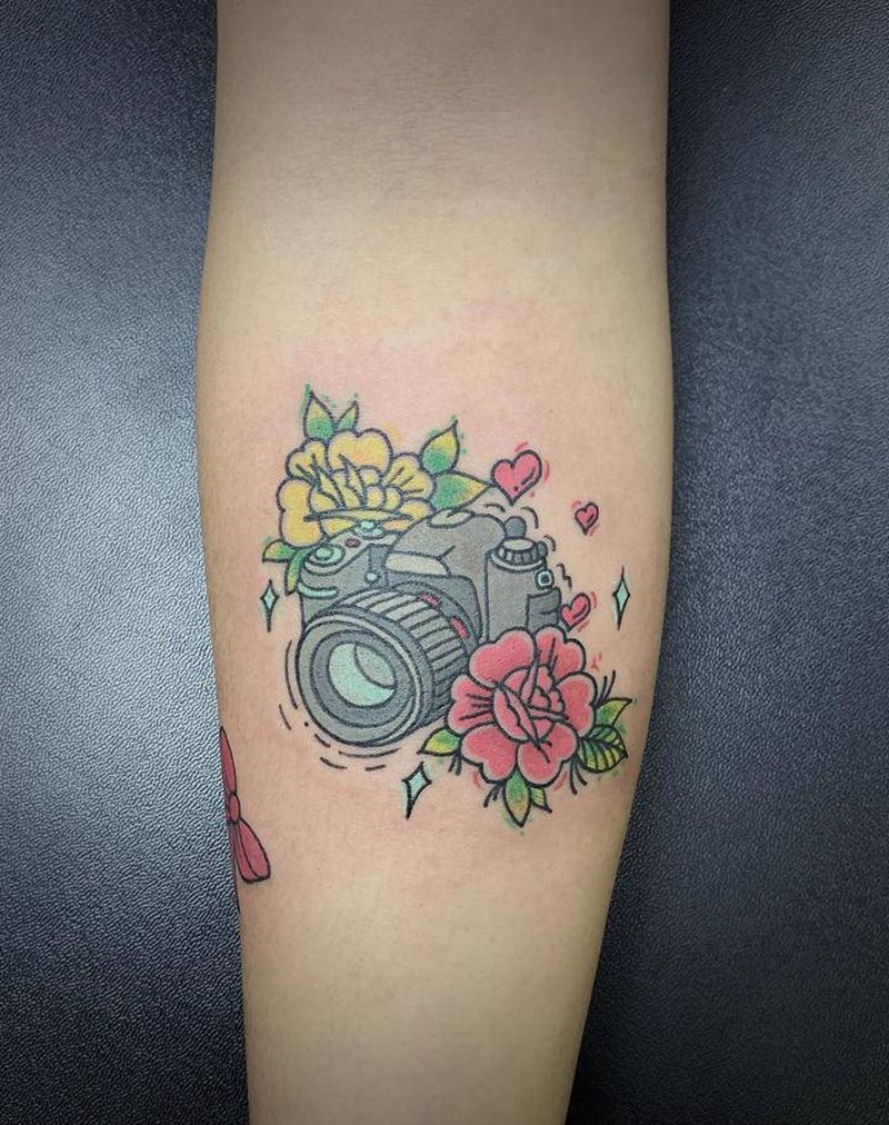 相机纹身图片_手臂腿部Old SchoolNew School相机欧美纹身图案