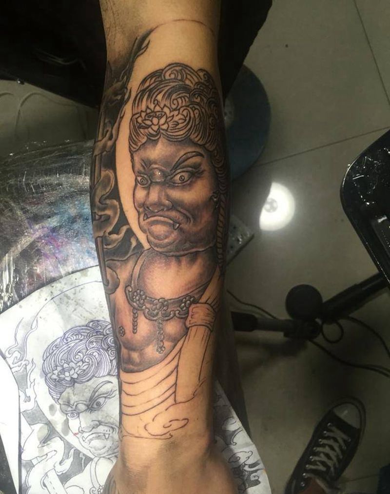 不动明王未完成纹身图片