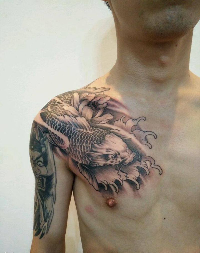 接半胛纹身图片_胸部传统静物修改成品纹身图案