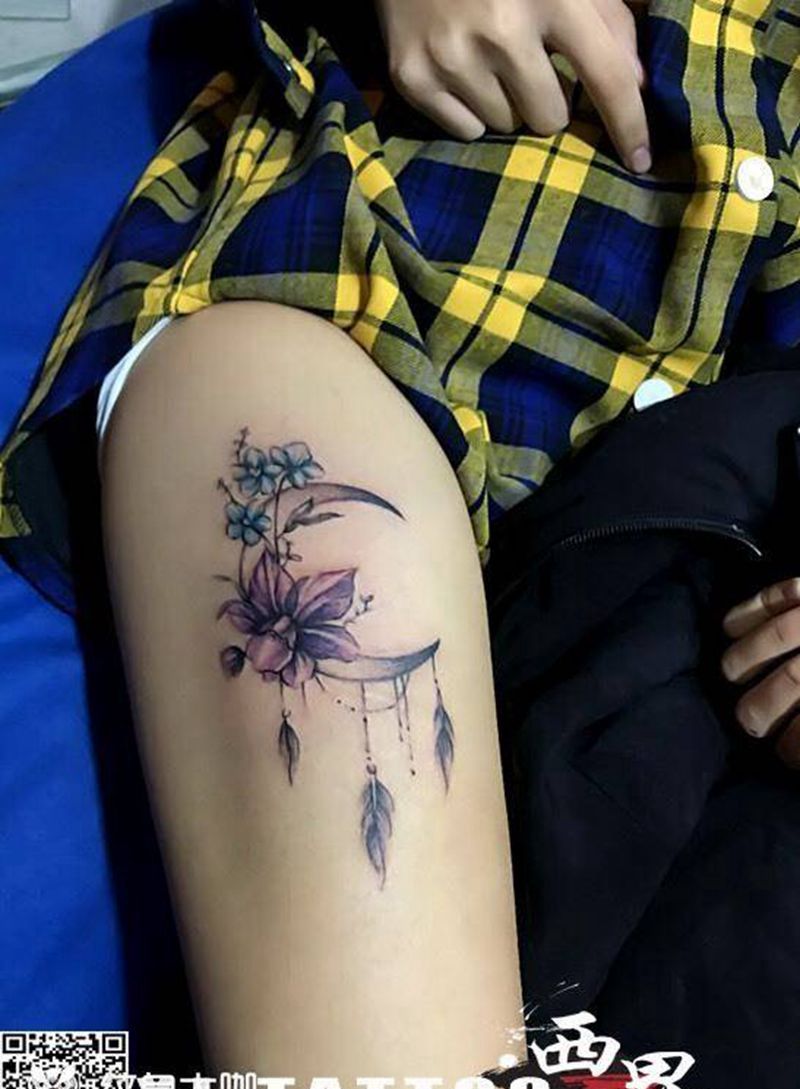 大腿小清新纹身图片