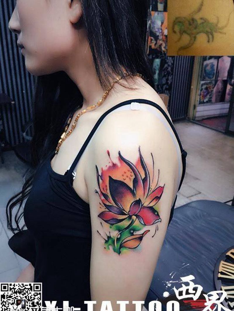 遮盖纹身图片_成品手臂写实清新欧美植物贴纸几何纹身图案