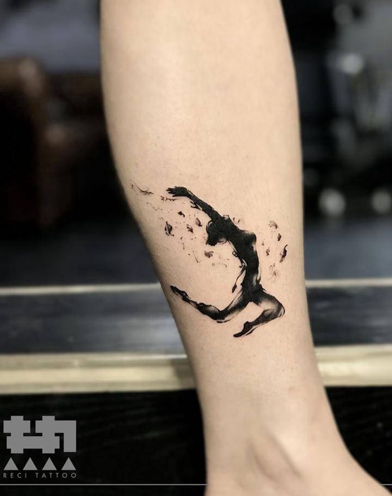 舞纹身图片_成品脚部腿部清新纹身图案