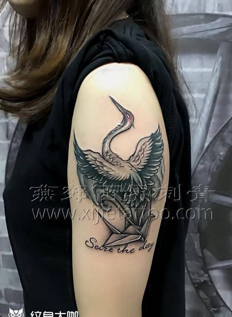 仙鹤遮盖纹身图片
