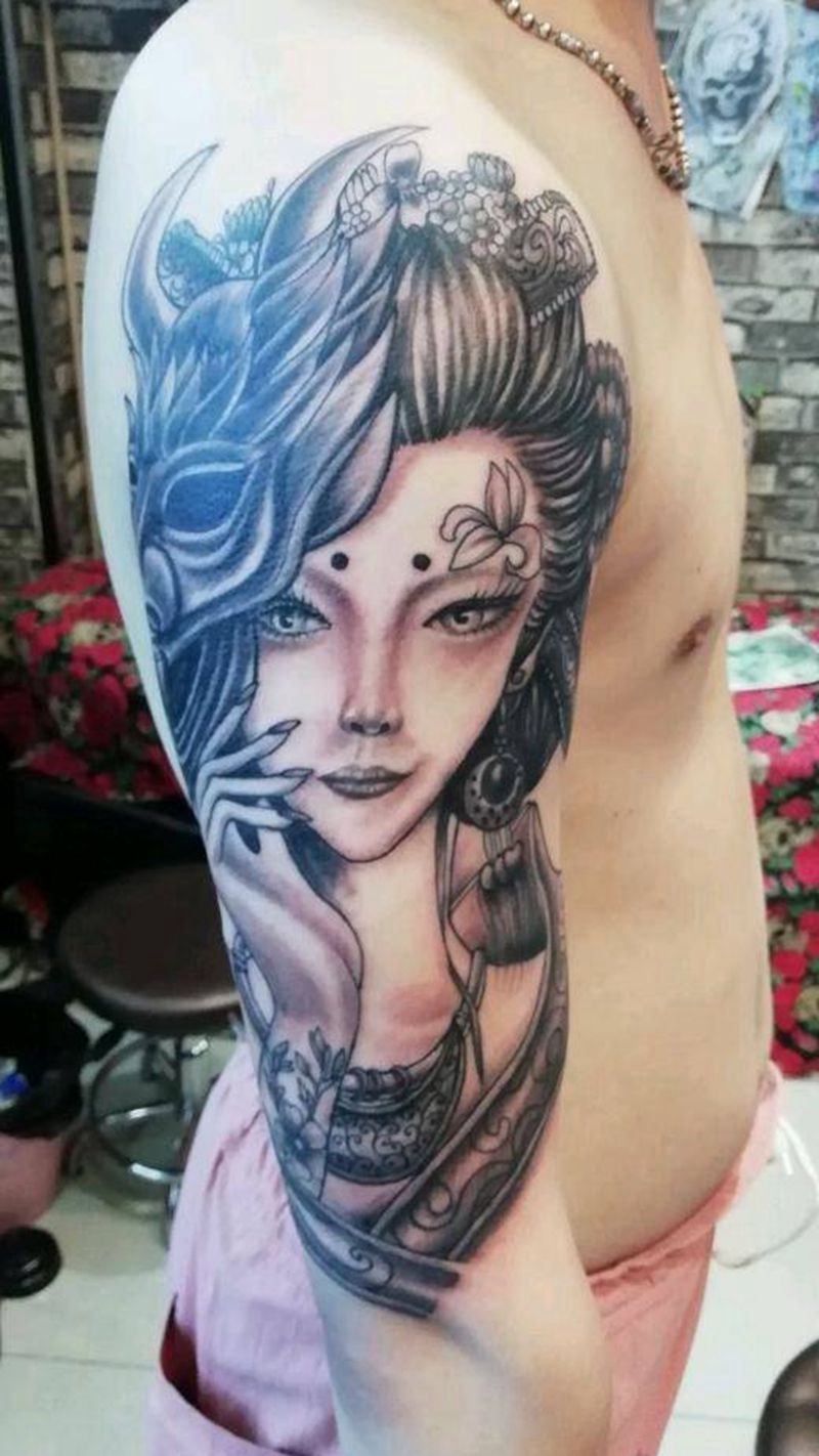 艺伎纹身图片