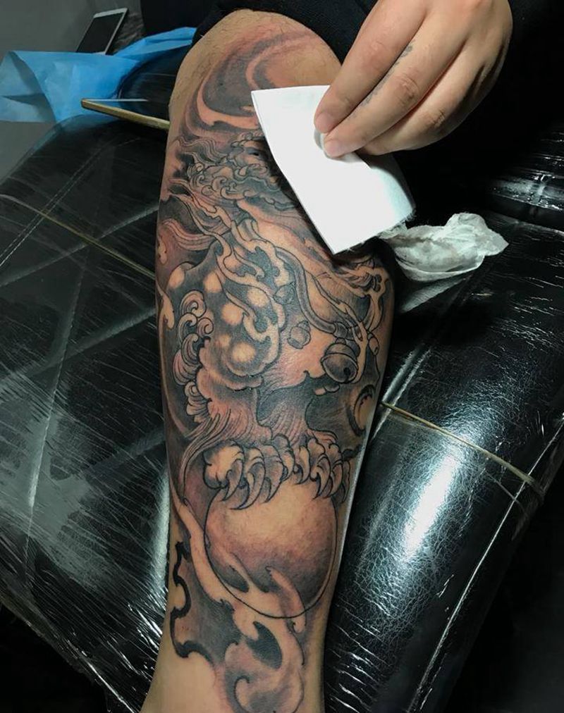 唐狮过程纹身图片