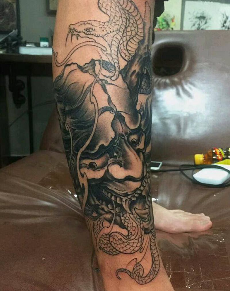 小腿般若-未完成纹身图片