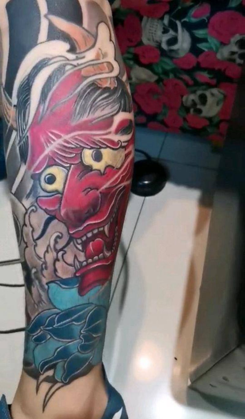 修好武士包退恢复后纹身图片_腿部老传统纹身图案