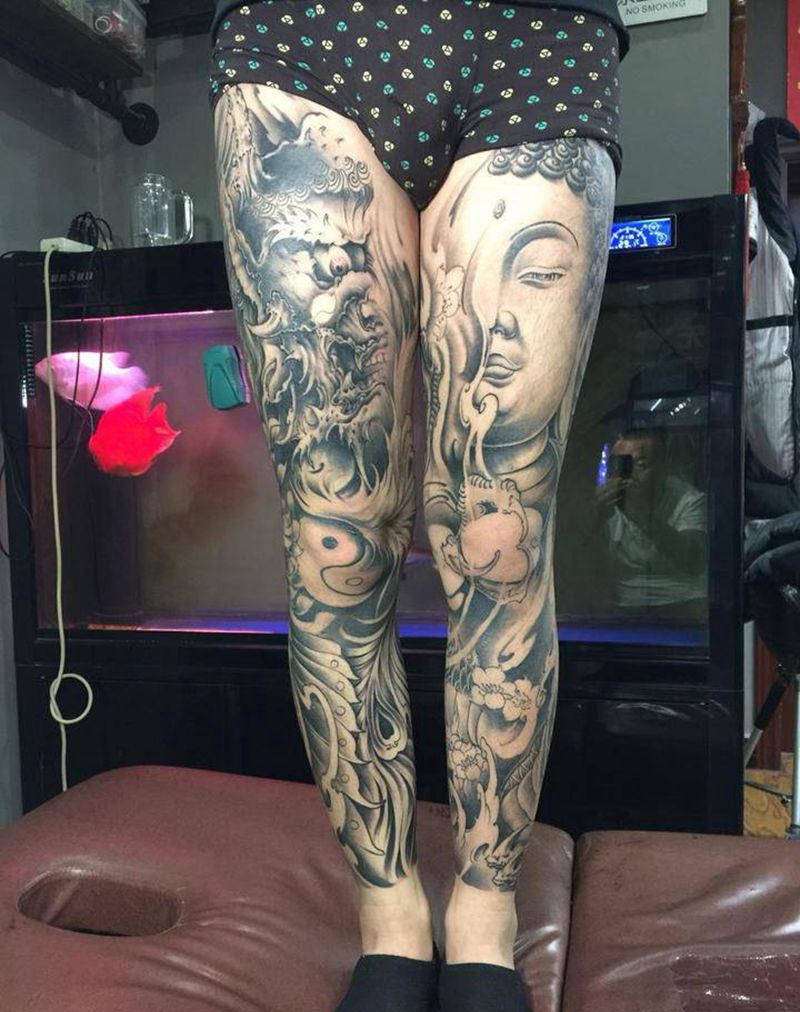 包腿纹身图片