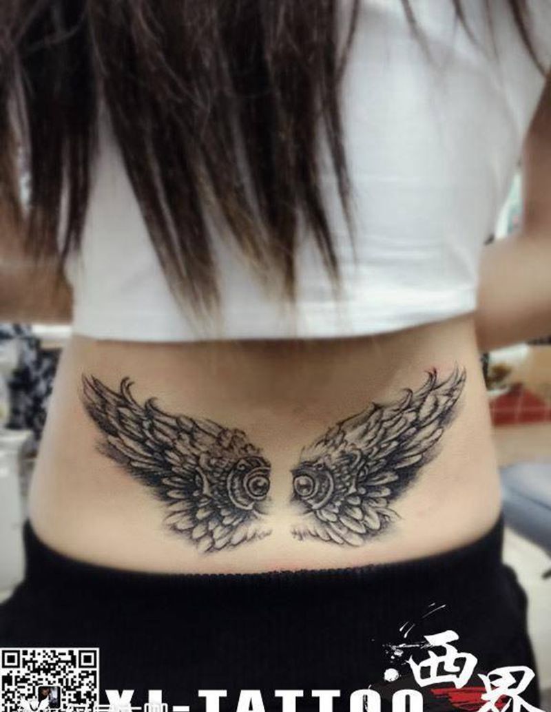 燕郊西界刺青纹身图片_成品腰部欧美写实几何字符贴纸纹身图案