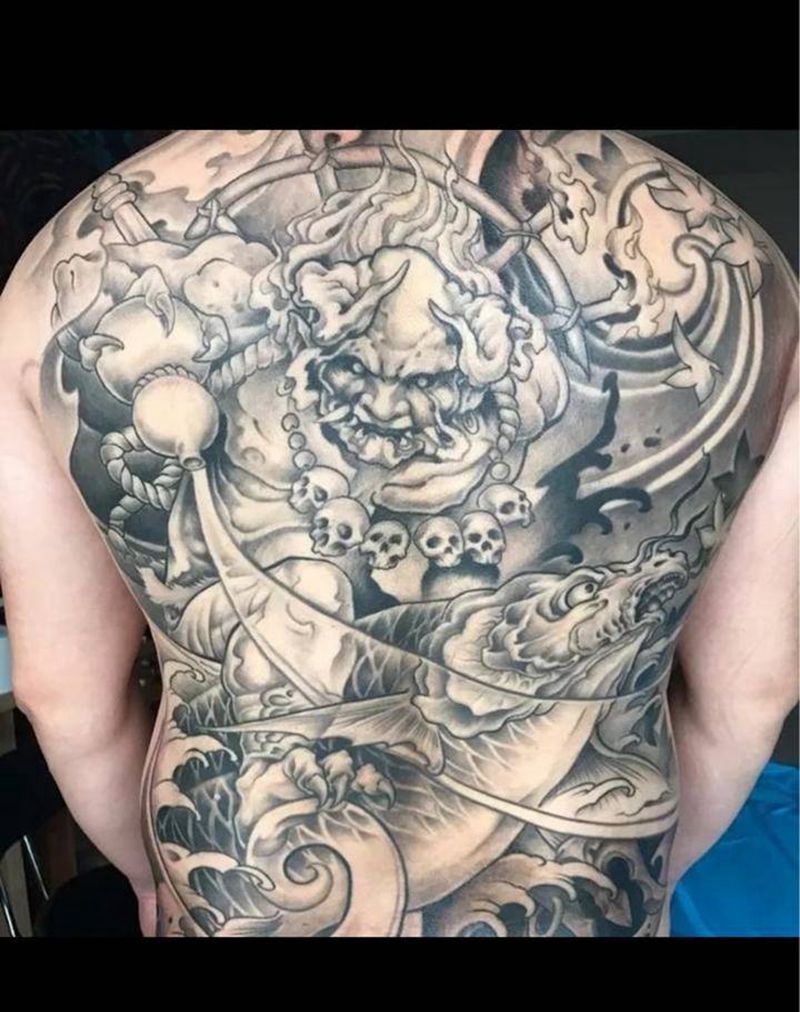 夜叉巡海纹身图片