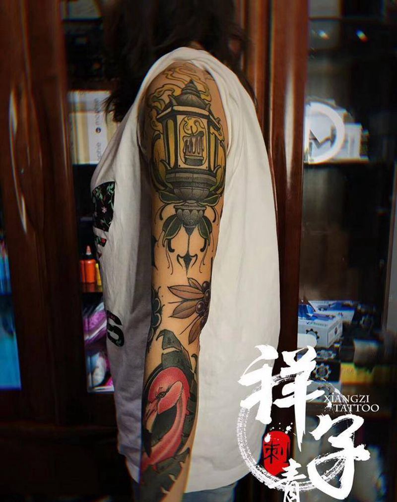 school花臂纹身图片_手臂New School纹身图案