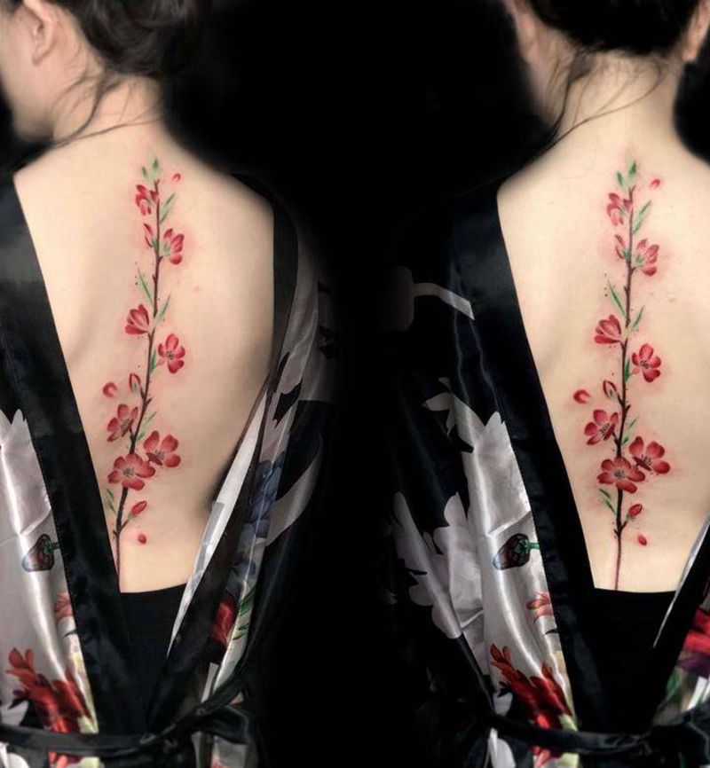 话不落纹身图片_背部颈部水彩纹身图案