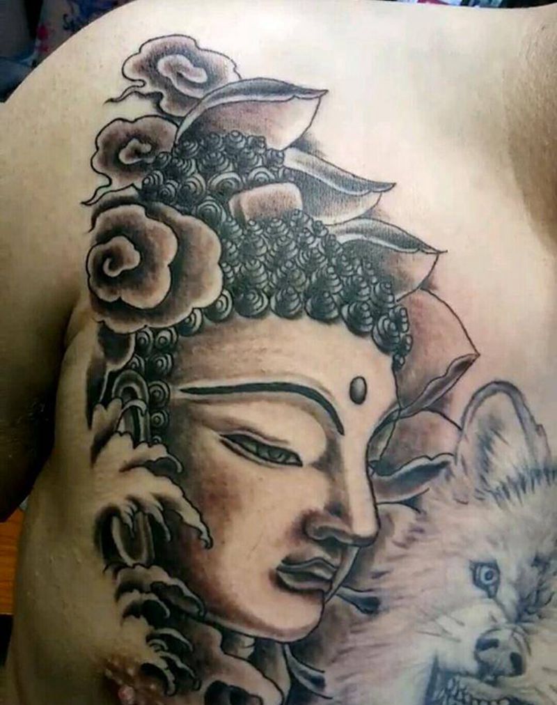 佛头纹身图片_胸部传统人物廊坊纹身廊坊魅力廊坊万达万达纹身成品纹身图案