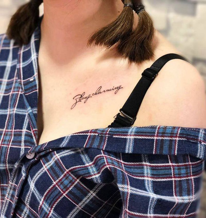 小清新呢？纹身图片_成品肩部清新字符纹身图案