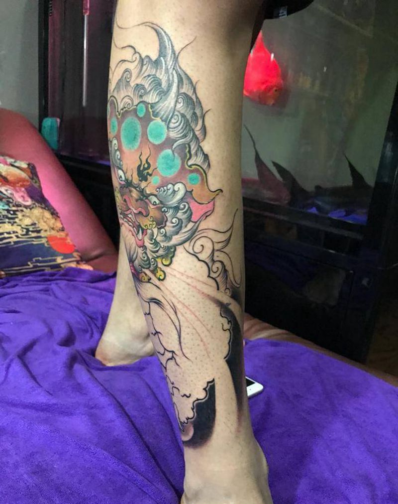 唐狮-未完成纹身图片